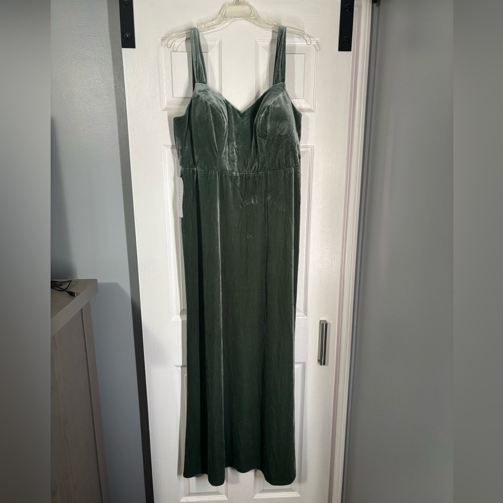Azazie Eucalyptus Velvet Maxi Dress